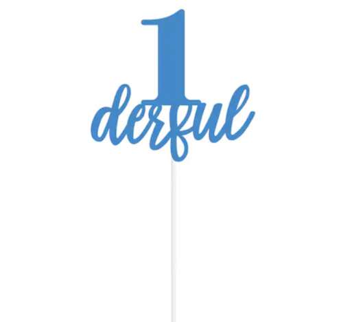 1derful Cake Topper - Blue - Click Image to Close